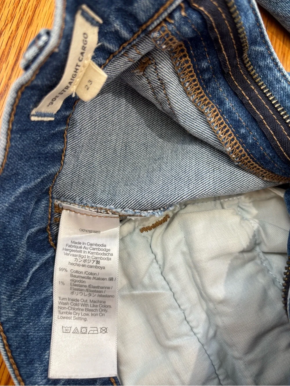 Madewell Preppy Grunge Utility High Rise 90s Straight Leg Cargo Jeans W23/ L29